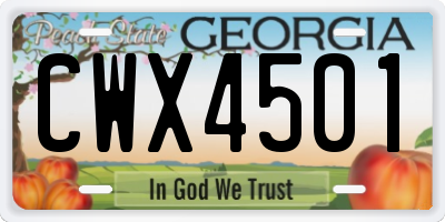 GA license plate CWX4501