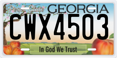 GA license plate CWX4503