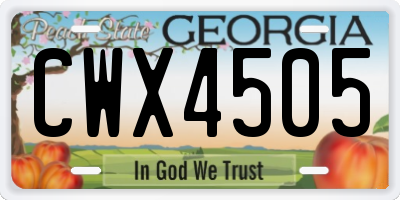 GA license plate CWX4505