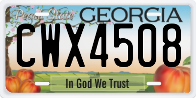 GA license plate CWX4508