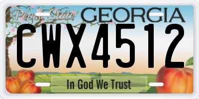 GA license plate CWX4512