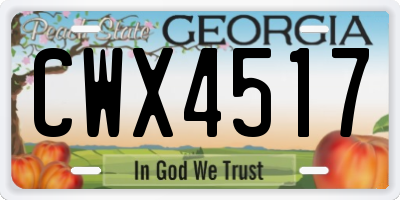 GA license plate CWX4517