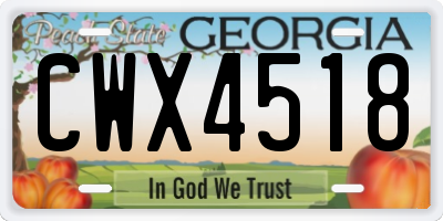 GA license plate CWX4518