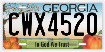 GA license plate CWX4520
