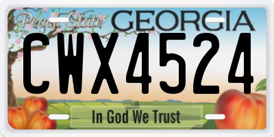 GA license plate CWX4524