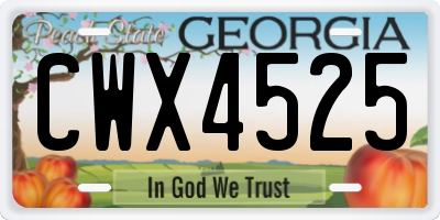 GA license plate CWX4525