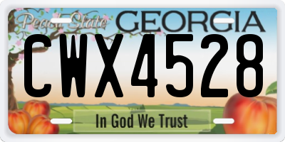 GA license plate CWX4528