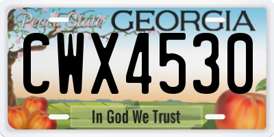 GA license plate CWX4530
