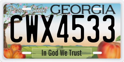 GA license plate CWX4533