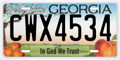 GA license plate CWX4534