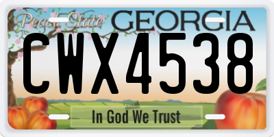 GA license plate CWX4538