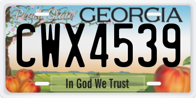 GA license plate CWX4539