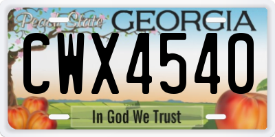 GA license plate CWX4540