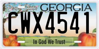 GA license plate CWX4541