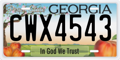 GA license plate CWX4543