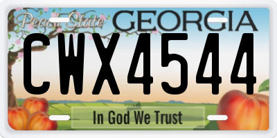 GA license plate CWX4544