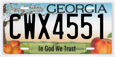 GA license plate CWX4551