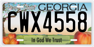 GA license plate CWX4558