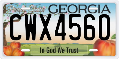 GA license plate CWX4560