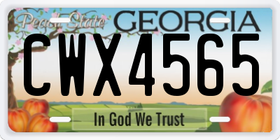 GA license plate CWX4565