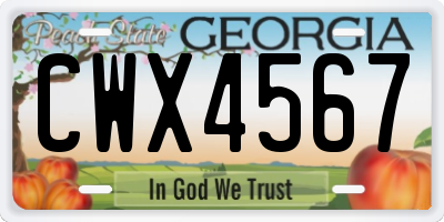 GA license plate CWX4567