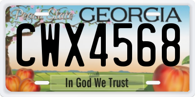 GA license plate CWX4568