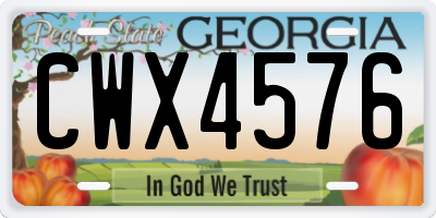 GA license plate CWX4576