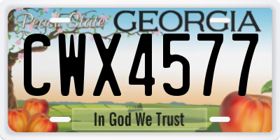 GA license plate CWX4577