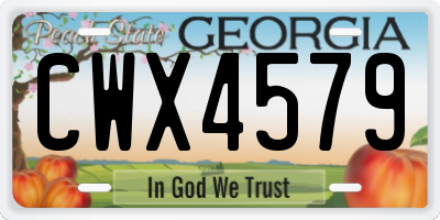 GA license plate CWX4579
