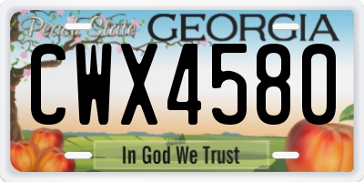 GA license plate CWX4580