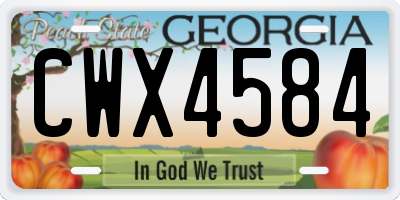 GA license plate CWX4584