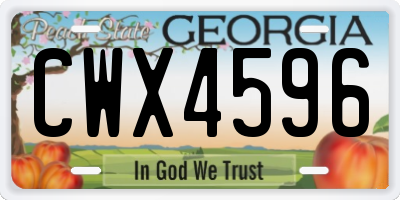 GA license plate CWX4596