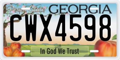 GA license plate CWX4598