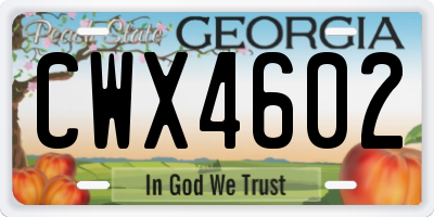 GA license plate CWX4602