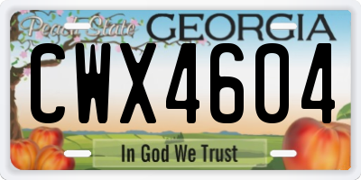 GA license plate CWX4604