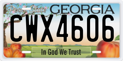 GA license plate CWX4606
