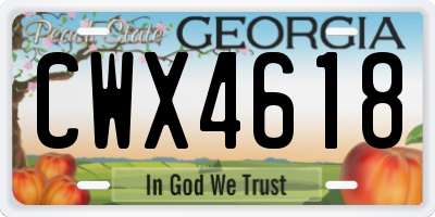 GA license plate CWX4618