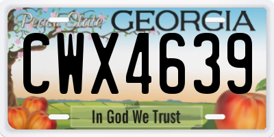 GA license plate CWX4639