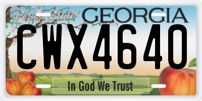 GA license plate CWX4640