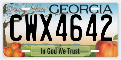 GA license plate CWX4642