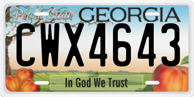 GA license plate CWX4643