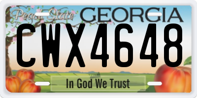 GA license plate CWX4648