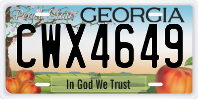 GA license plate CWX4649