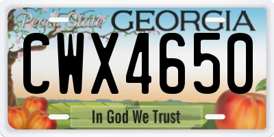 GA license plate CWX4650