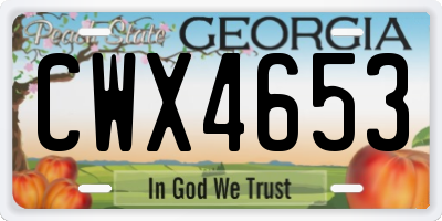 GA license plate CWX4653