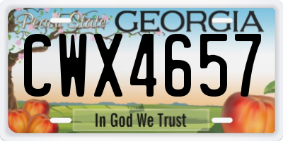 GA license plate CWX4657