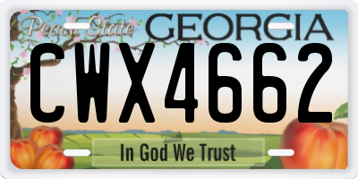 GA license plate CWX4662