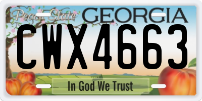 GA license plate CWX4663