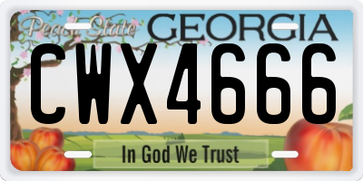 GA license plate CWX4666