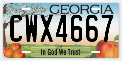 GA license plate CWX4667